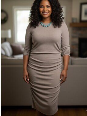 INC Sexy lightweight Sweater dress w/gathered sides & matching Slip XL